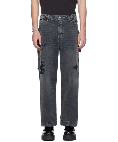앙팡리쉬데프리메 블랙 페인트 데님 팬츠