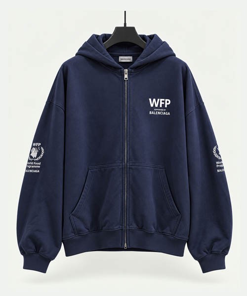 발렌시아가 WFP 월드 푸드 프로그램 로고 후드 집업