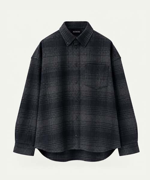 발렌시아가 백 로고 체크 플란넬 셔츠